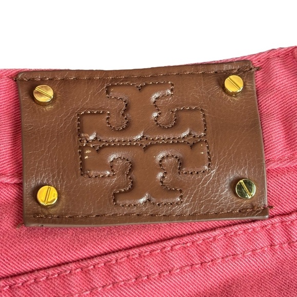 EUC Tory Burch “Ivy Super Skinny” Low Rise Ankle Jeans Sz 28 (Bright Coral Red) - Picture 10 of 16